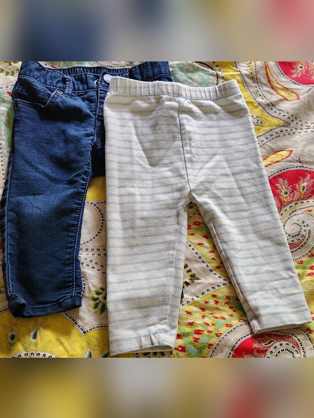 ❤️ 3/$15! Children's Striped Knit Leggings and Denim Set - White & Navy